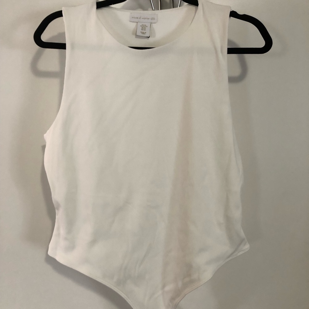 NWOT House of Harlow 1960 Cream Asymmetrical Fitted Bodysuit